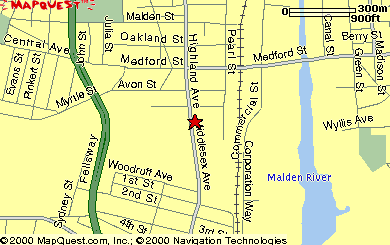 visual map of cambridge showing the location of ferguson industries for the blind, see descriptive link